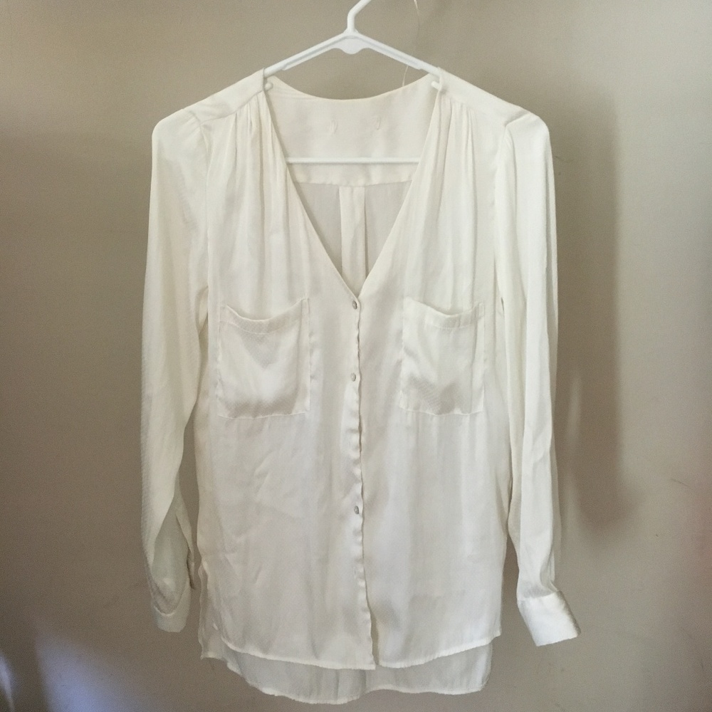 H&M Conscious bio-friendly white polka dot blouse